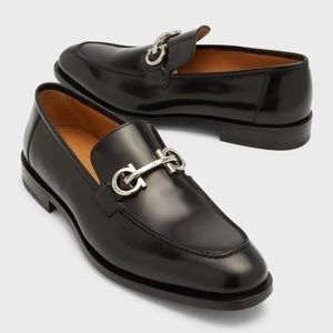 Black Men’s Ferragamo gustav gancini leather loafers